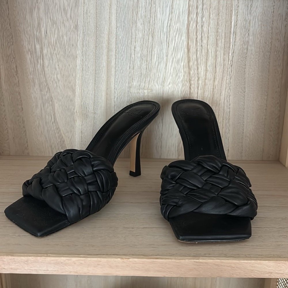 Marc Fisher Black Braided Mule Heels - 7 - Picture 2 of 7